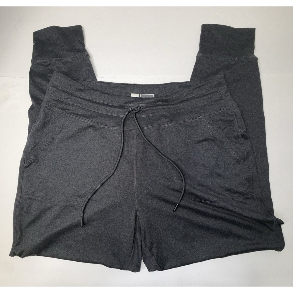 Lole Joggers Dark Gray Jersey Knit Lounge Pant Cinch Waist Size L Athleisure